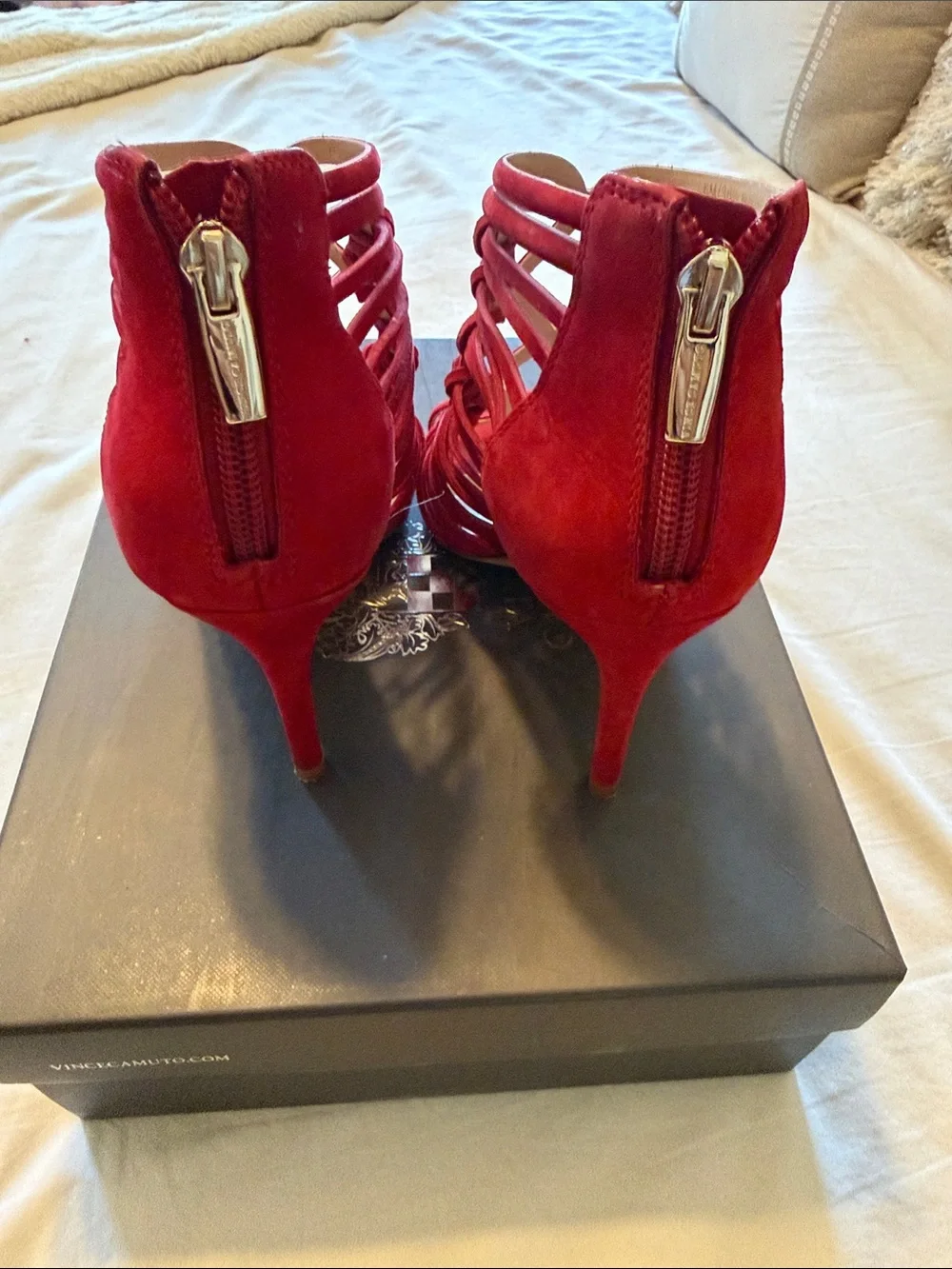 Vince Camuto Red Strappy Cage High Heel Sandals